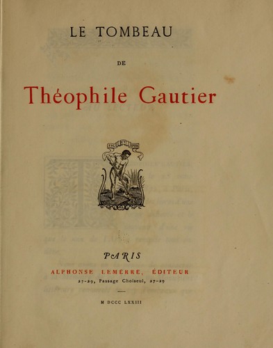 Cover for Le tombeau de Theophile Gautier