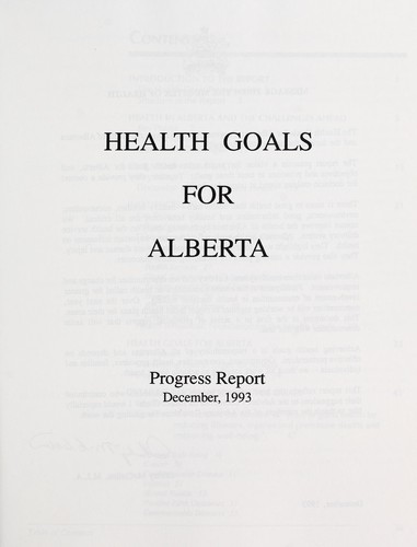 Cover for Health goals for Alberta