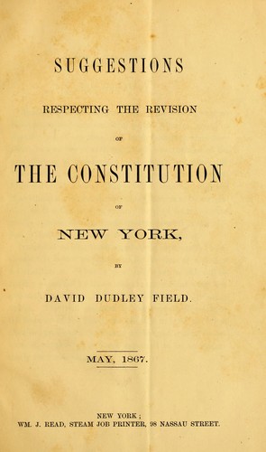 Cover for Suggestions respecting the revision of the Constitution of New York
