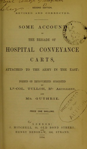 Cover for Some account of the Brigade of Hospital Conveyance carts, attached to the Army in the East