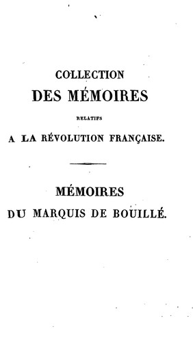 Cover for Mémoires du marquis de Bouillé