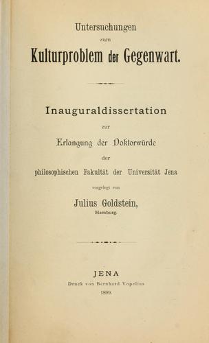 Cover for Untersuchungen zum Kulturproblem der Gegenwart