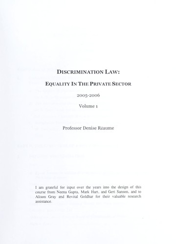 Cover for Discrimination law