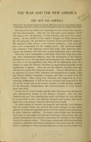 Cover for The war and the New America