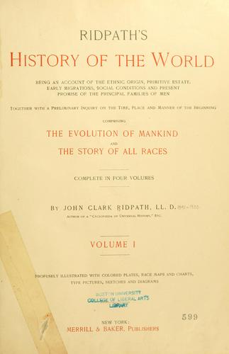 Cover for Ridpath's history of the world