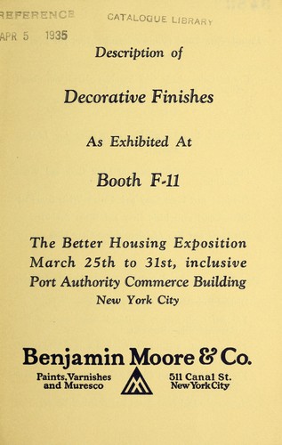 Cover for Description of decorative finishes
