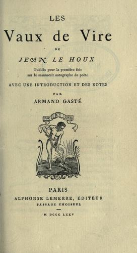 Cover for Vaux-de-Vire of Maistre Jean Le Houx, advocate, of Vire