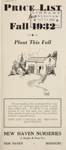 Cover for Price list for fall 1932