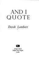 Cover for And I quote