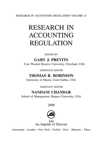 Cover for Research in Accounting Regulation, Volume 14