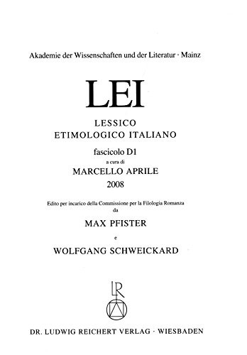 Cover for Lessico Etimologico Italiano Lfg. D 1 (Italian Edition)