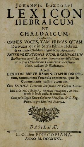 Cover for Johannis Buxtorfi Lexicon hebraicum et chaldaicum