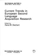 Cover for Current trends in European second language acquisition research