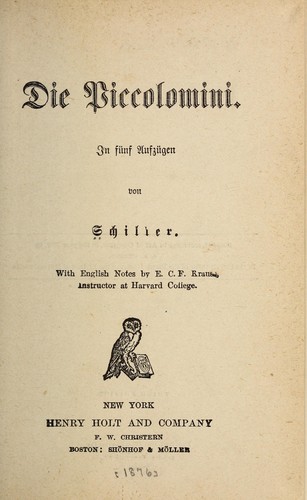 Cover for Die Piccolomini.