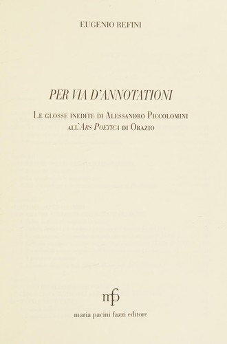 Cover for Per via d'annotationi