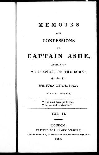 Cover for Memoirs and confessions of Captain Ashe