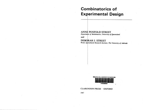 Cover for Combinatorics of experimental design