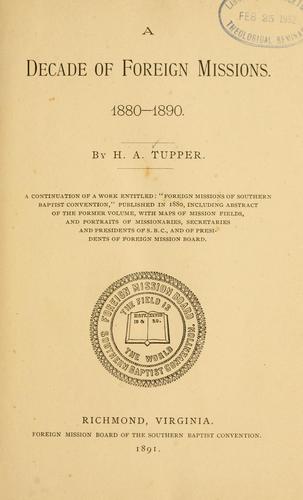 Cover for A decade of foreign missions, 1880-1890.