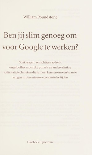 Cover for Ben jij slim genoeg om voor Google te werken?