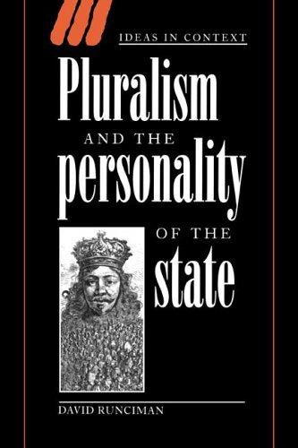 Cover for Pluralism and the Personality of the State (Ideas in Context)