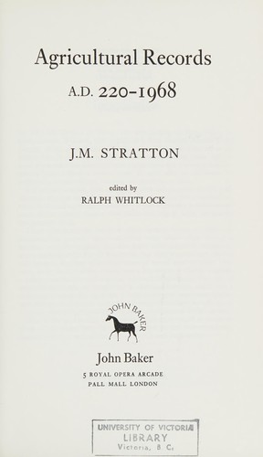 Cover for Agricultural records A.D. 220-1968