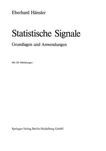 Cover for Statistische Signale