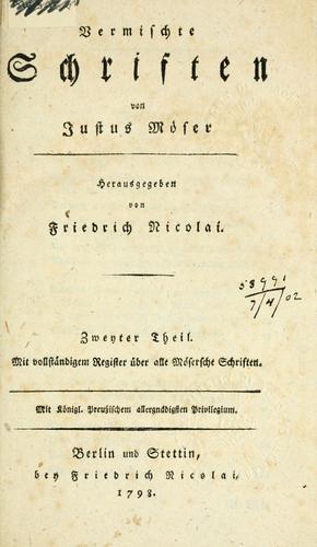 Cover for Vermischte Schriften.