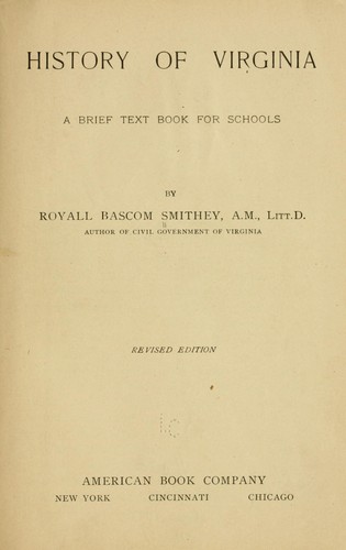 Cover for History of Virginia