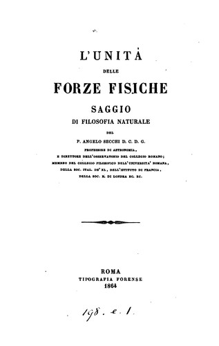Cover for L' unità delle forze fisiche