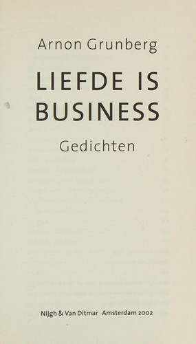 Cover for Liefde is business