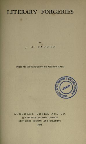 Cover for Literary forgeries.