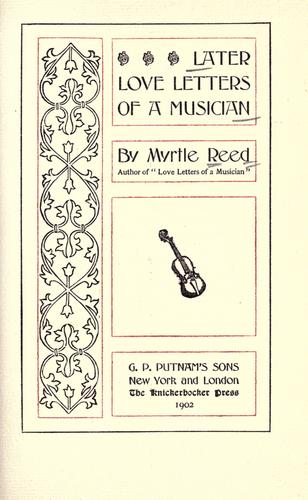 Cover for Later love letters of a musician