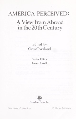 Cover for America perceived: a view from abroad in the 20th century.
