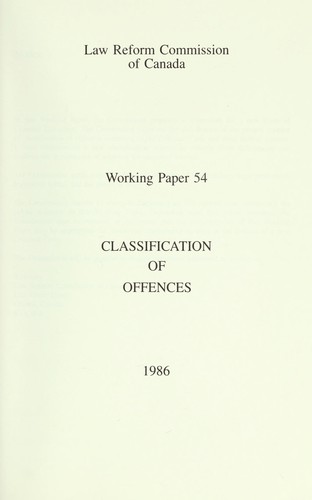 Cover for Classification of offences