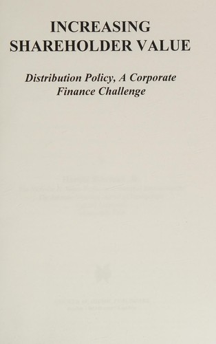 Cover for Increasing shareholder value