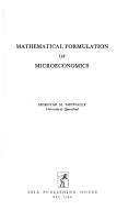 Cover for Mathematical formulation of microeconomics