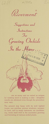 Cover for Suggestions and instructions for growing orchids in the home