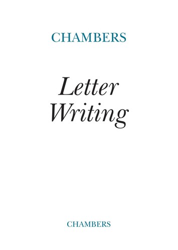 Cover for Chambers letter writing