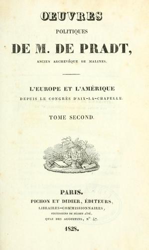 Cover for Oeuvres politiques de M. de Pradt.