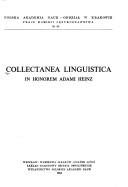 Cover for Collectanea linguistica in honorem Adami Heinz