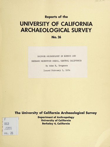 Cover for Salvage archaeology in Nimbus and Redbank Reservoir areas, central California