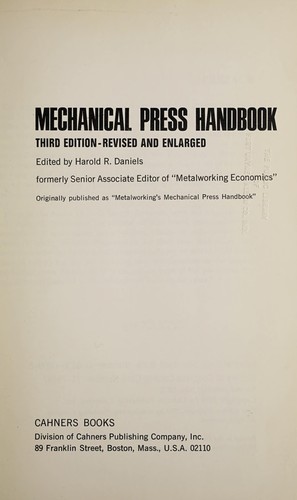 Cover for Mechanical press handbook