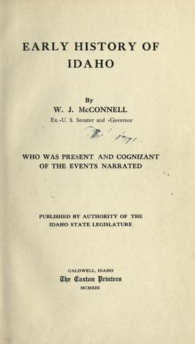Cover for Early history of Idaho