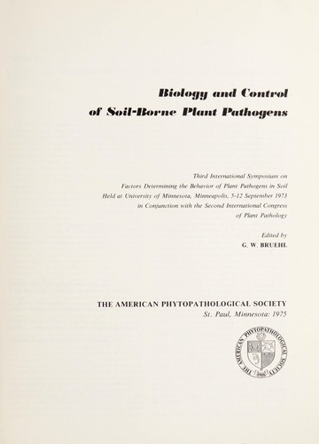 Cover for Biology and control of soil-borne plant pathogens
