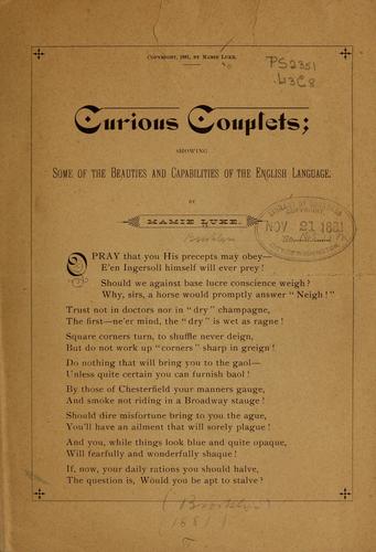 Cover for Curious couplets