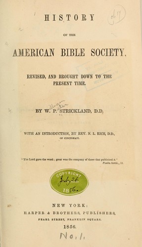 Cover for History of the American Bible society