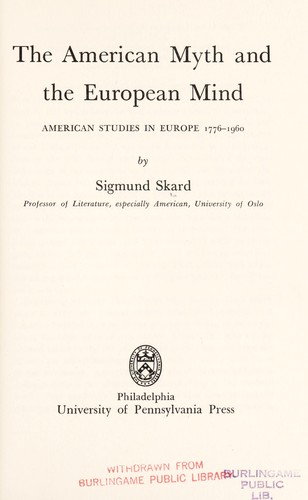 Cover for The American myth and the European mind