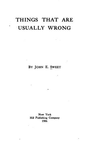 Cover for Things that are usually wrong