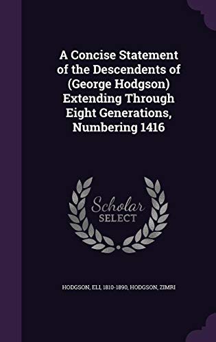 Cover for A Concise Statement of the Descendents of  Extending Through Eight Generations, Numbering 1416