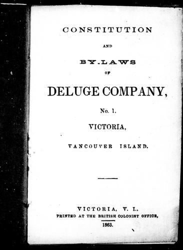 Cover for Constitution and by-laws of Deluge Company, no. 1, Victoria, Vancouver Island